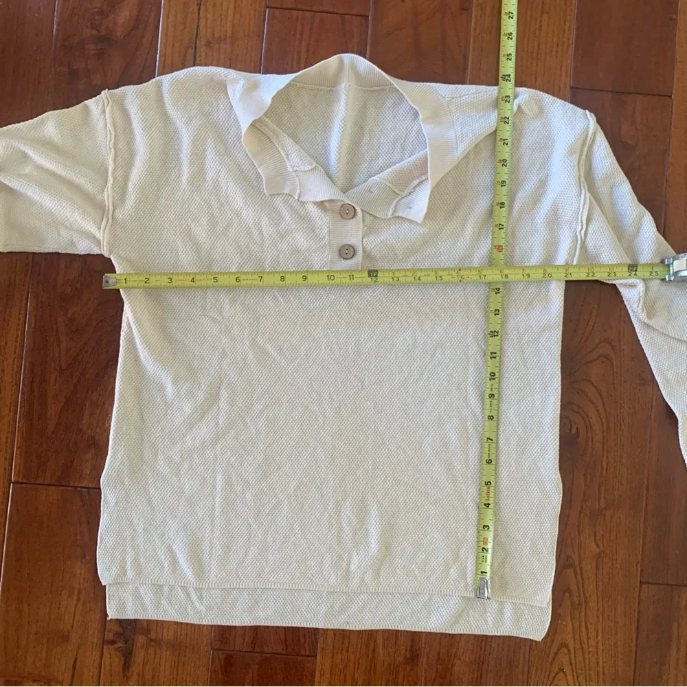 LILLUSORY Cream Knit 2 Piece Lounge Set Size M Henley Top Pants Oversize Slouchy